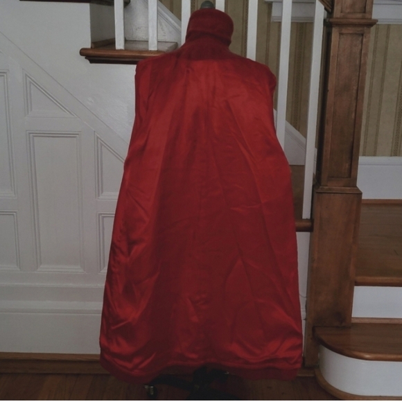 L' AUTHENTIQUE Alpacama Royal Long Button Down Wool Red Coat Jacket RARE 90's - Picture 3 of 7